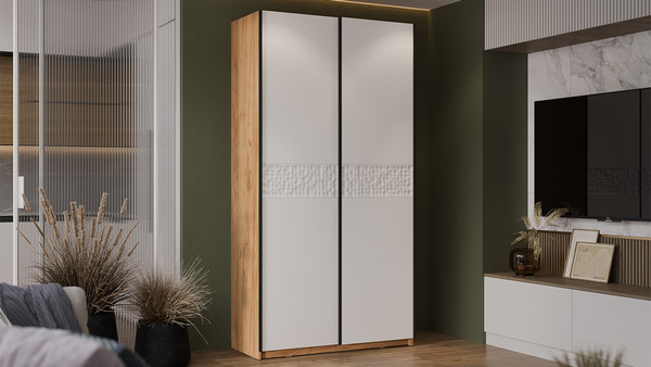 Изображение товара Шкаф-купе ТриЯ Оскар Скания Т2 1200 / 268364 (ручка черная/дуб крафт золотой/белый снег/белый матовый)