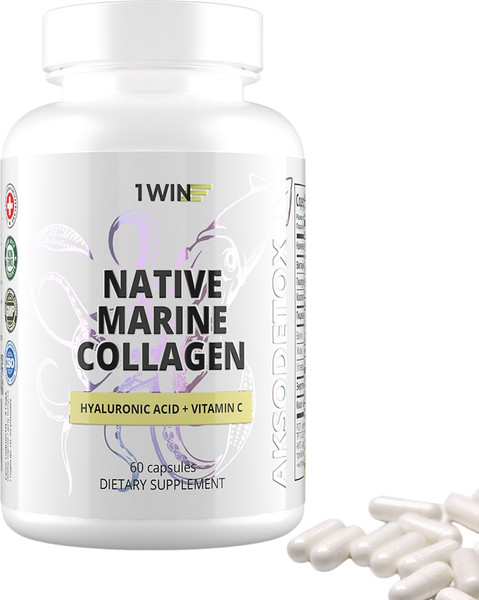 Изображение товара Коллаген 1WIN Нативный Морской с гиалуроновой кислотой и Витамином С (60 капсул)