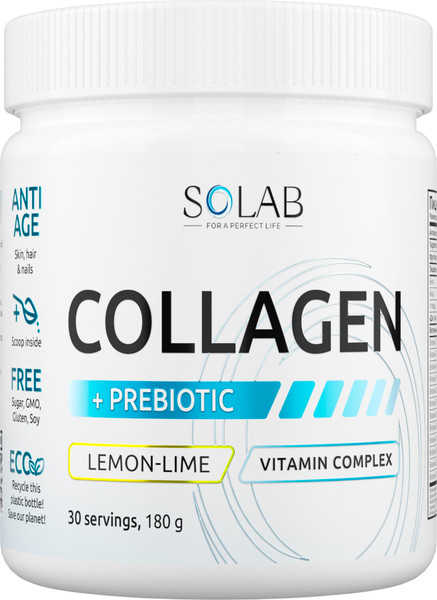 Изображение товара Коллаген SOLAB С пребиотиком (180г, лимон/лайм)