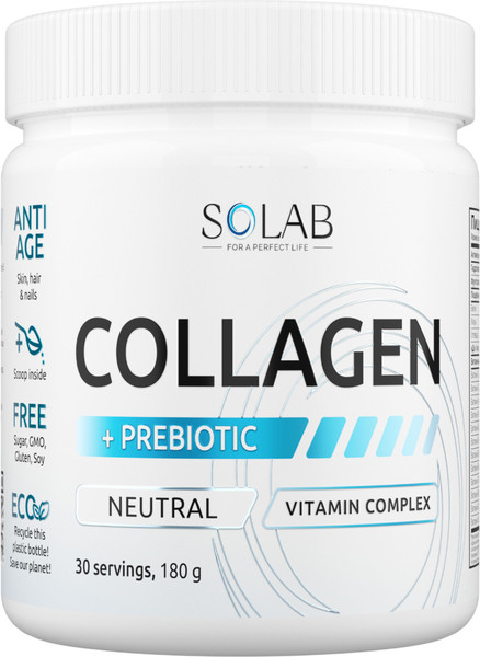 Изображение товара Коллаген SOLAB С пребиотиком (180г, нейтральный)