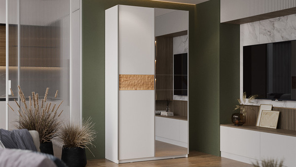 Изображение товара Шкаф-купе ТриЯ Оскар Скания Т2 1200 / 268577 (ручка серебро/белый снег/дуб тортугга)