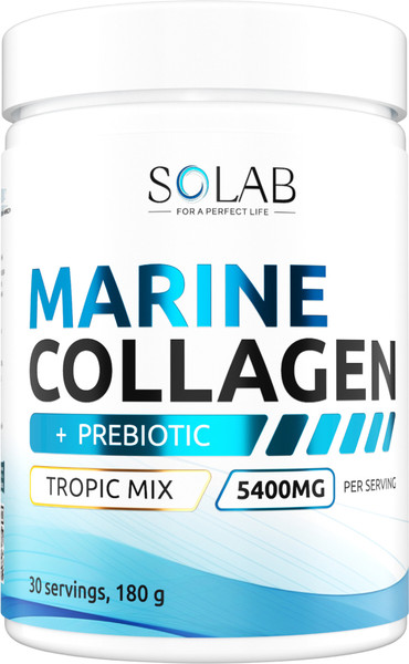 Изображение товара Коллаген SOLAB Морской с пребиотиком и витамином С (180г, тропический микс)
