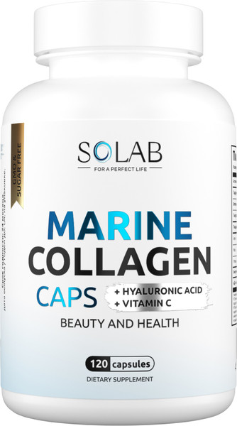 Изображение товара Коллаген SOLAB Морской с гиалуроновой кислотой и витамином С (120 капсул)