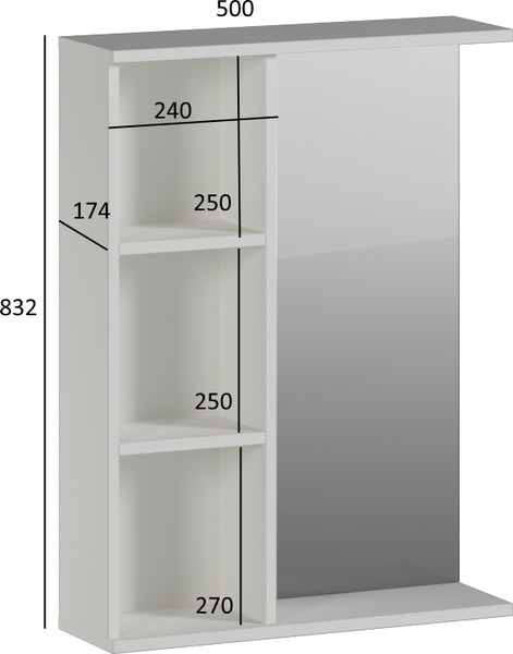 Изображение товара Зеркало Genesis Мебель 500x180x830 с зеркалом (белый)