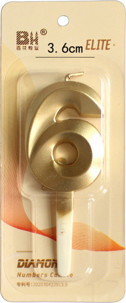 Изображение товара Свеча для торта S.G. Home Цифра 6 с гранью SG-CC-N1 (золото)