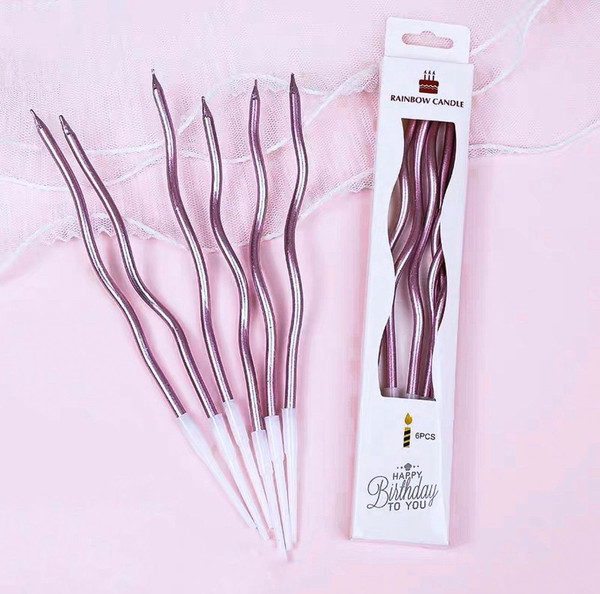 Изображение товара Набор свечей для торта S.G. Home Серпантин коктейльные SG-CC-6W (6шт, розовый)