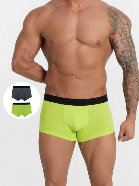 Изображение товара Комплект мужских трусов Mark Formelle 411215-2 (р.86-96, зеленый лайм/серый меланж 4348-F)