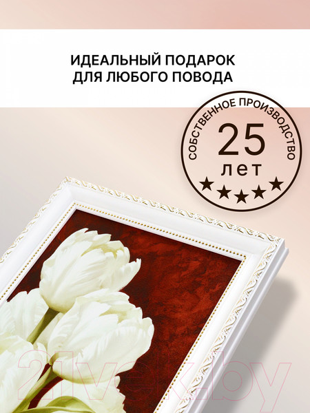 Изображение товара Картина Декарт Белые тюльпаны-1 8Л0097 (в раме)