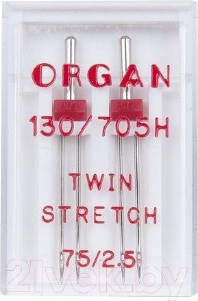 Изображение товара Набор игл для бытовой швейной машины Organ 2-75/2.5 супер стрейч (двойные)