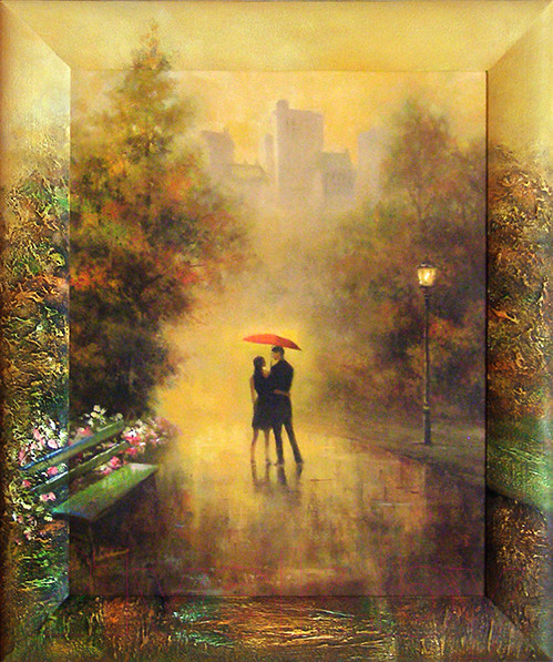 Изображение товара Картина Декарт Пара в парке с зонтиком 8Л0490 (в раме)