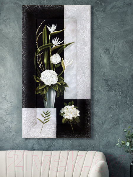 Изображение товара Картина Декарт Белые цветы-2 8Л0095 (в раме)