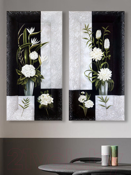 Изображение товара Картина Декарт Белые цветы-2 8Л0095 (в раме)