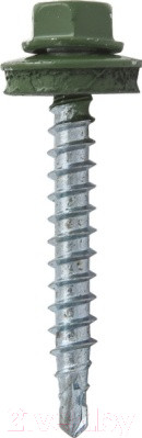 Изображение товара Саморез ЕКТ Кровельный с резиновой прокладкой 4.8х29 сверло PT1 / 770553 (250шт, RAL 6002, зеленый)