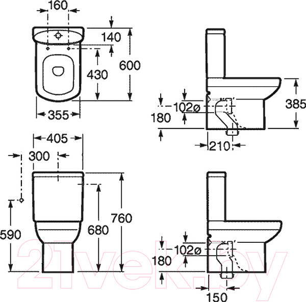 Изображение товара Унитаз напольный Roca Dama Senso Compacto 734151B000 + 7342518000 + ZRU9000040