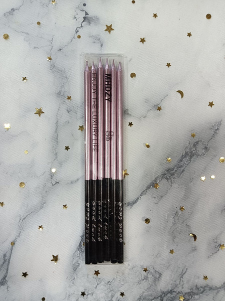 Изображение товара Набор свечей для торта S.G. Home Праздник SG-CC-6GL (6шт, розовый/черный)