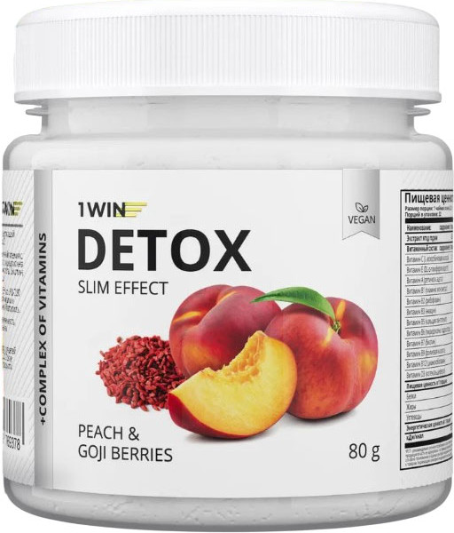 Изображение товара Комплексная пищевая добавка 1WIN Detox Slim Effect с ягодами годжи (80г, персик)