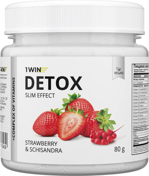 Изображение товара Комплексная пищевая добавка 1WIN Detox Slim Effect с лимонником (80г, клубника)