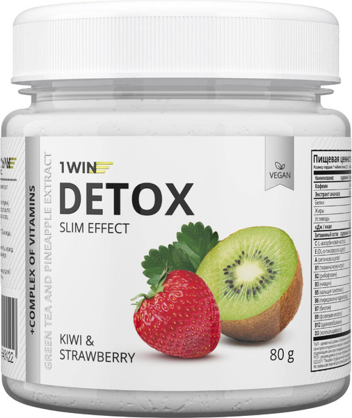 Изображение товара Комплексная пищевая добавка 1WIN Detox Slim Effect с экстрактом зеленого чая (80г, киви/клубника)