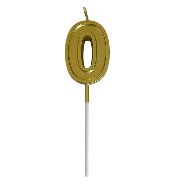 Изображение товара Свеча для торта S.G. Home Цифра 0 на шпажке SG-CC-N3 (золото)
