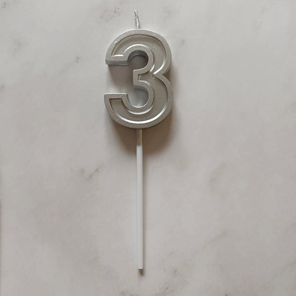 Изображение товара Свеча для торта S.G. Home Цифра 3 на шпажке SG-CC-N3 (серебристый)