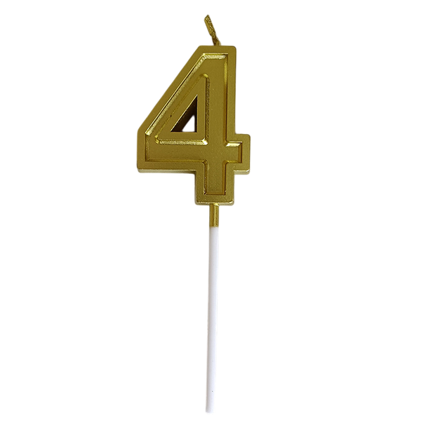 Изображение товара Свеча для торта S.G. Home Цифра 4 на шпажке SG-CC-N3 (золото)
