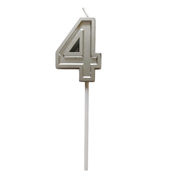 Изображение товара Свеча для торта S.G. Home Цифра 4 на шпажке SG-CC-N3 (серебристый)