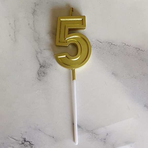 Изображение товара Свеча для торта S.G. Home Цифра 5 на шпажке SG-CC-N3 (золото)