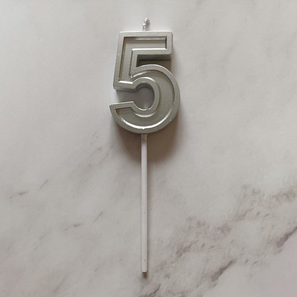 Изображение товара Свеча для торта S.G. Home Цифра 5 на шпажке SG-CC-N3 (серебристый)