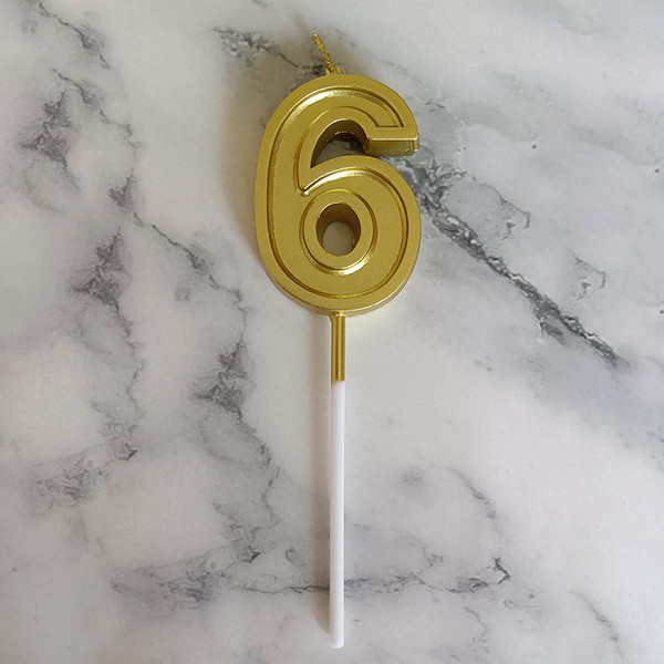 Изображение товара Свеча для торта S.G. Home Цифра 6 на шпажке SG-CC-N3 (золото)