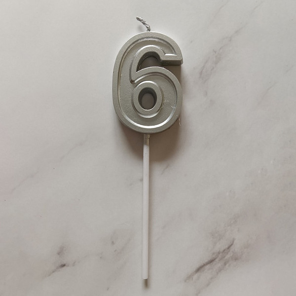 Изображение товара Свеча для торта S.G. Home Цифра 6 на шпажке SG-CC-N3 (серебристый)