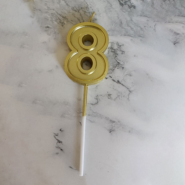Изображение товара Свеча для торта S.G. Home Цифра 8 на шпажке SG-CC-N3 (золото)