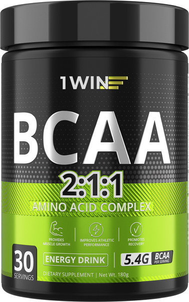 Изображение товара Аминокислоты BCAA 1WIN 2:1:1 (180г, энергетик)