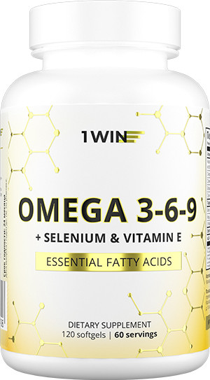 Изображение товара Жирные кислоты 1WIN Omega 3-6-9 с селеном и витамином Е (120 капсул)