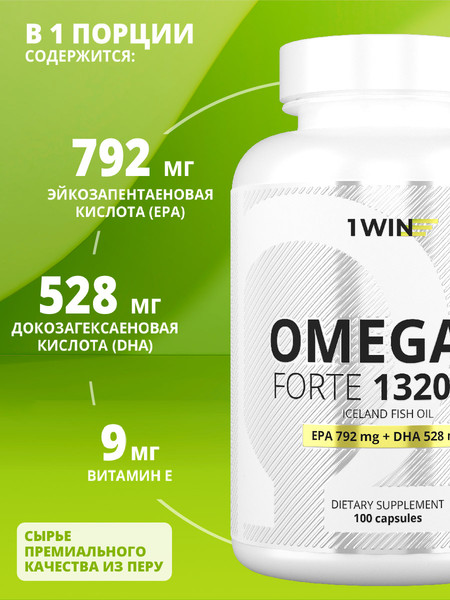 Изображение товара Жирные кислоты 1WIN Omega-3 Форте (100 капсул)