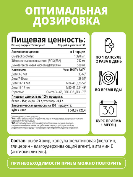 Изображение товара Жирные кислоты 1WIN Omega-3 Форте (100 капсул)