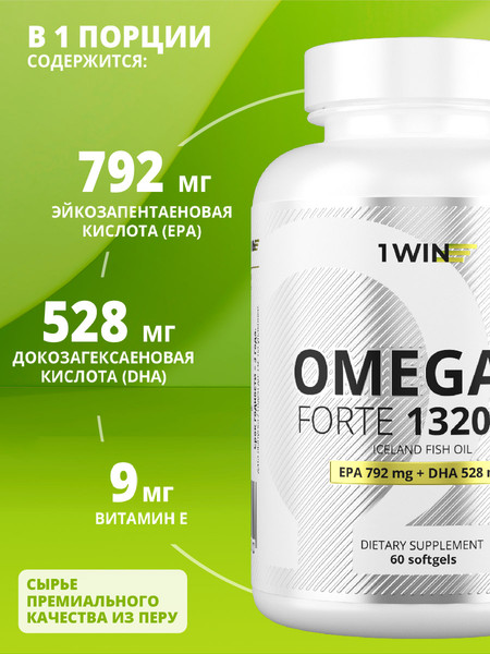 Изображение товара Жирные кислоты 1WIN Omega-3 Форте (60 капсул)