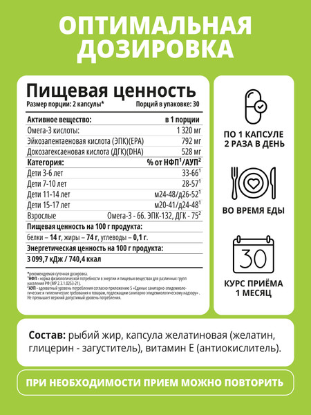 Изображение товара Жирные кислоты 1WIN Omega-3 Форте (60 капсул)