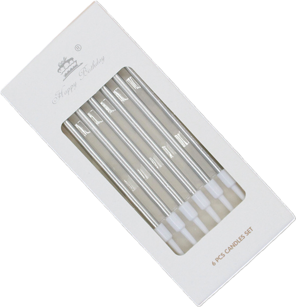 Изображение товара Набор свечей для торта S.G. Home Коктейльные SG-CC-6S (6шт, серебристый металлик)