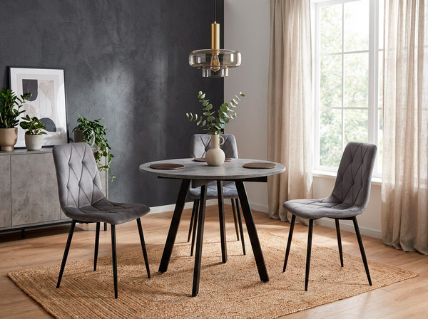 Изображение товара Обеденный стол ВВР Элип ЛДСП (камень темный/черный профиль)