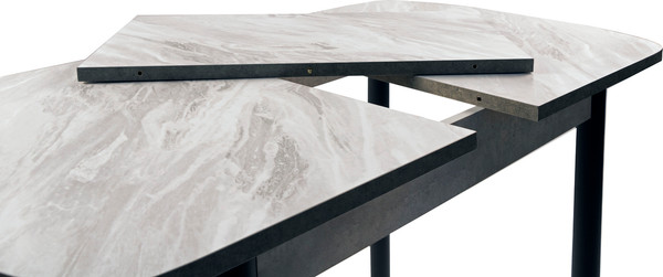 Изображение товара Обеденный стол ВВР Пластиковый раздвижной 110-150x70 (лавант/камень/черный прямой)