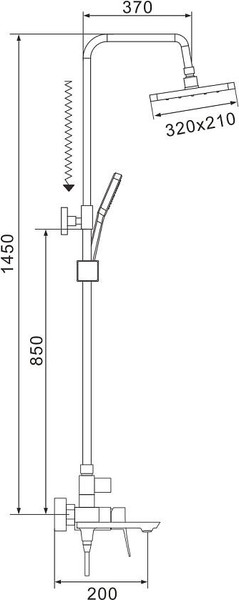 Изображение товара Душевая система со смесителем Shevanik S4436H (черный)