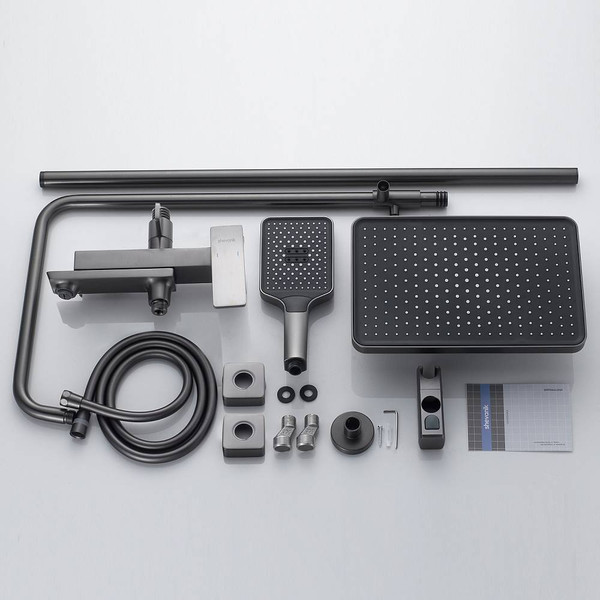 Изображение товара Душевая система со смесителем Shevanik S4436T (оружейная сталь)