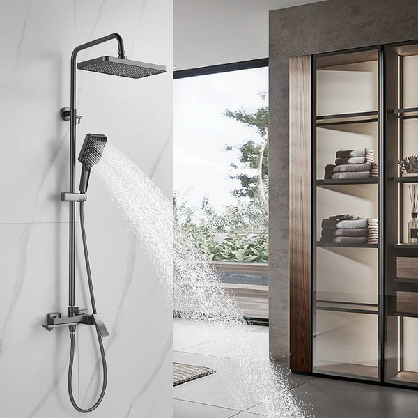 Изображение товара Душевая система со смесителем Shevanik S4436T (оружейная сталь)