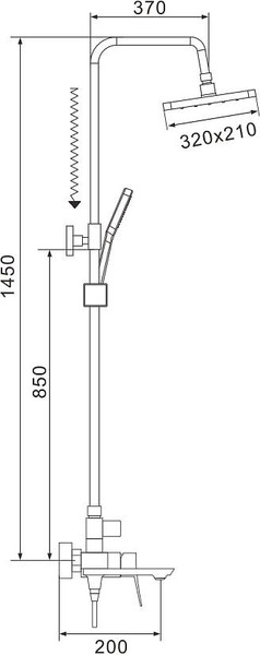 Изображение товара Душевая система со смесителем Shevanik S4436T (оружейная сталь)