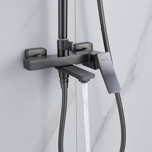 Изображение товара Душевая система со смесителем Shevanik S4436T (оружейная сталь)