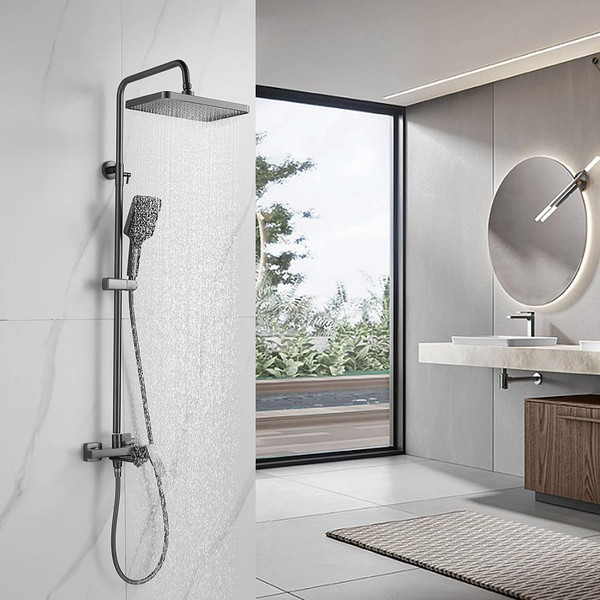 Изображение товара Душевая система со смесителем Shevanik S4436T (оружейная сталь)