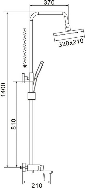 Изображение товара Душевая система со смесителем Shevanik S6826H (черный)