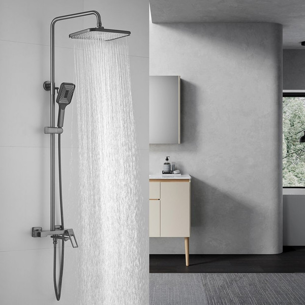 Изображение товара Душевая система со смесителем Shevanik S6836T (оружейная сталь)