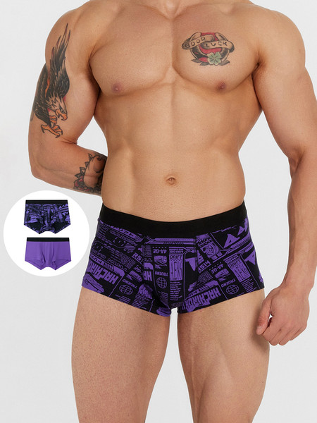 Изображение товара Комплект мужских трусов Mark Formelle 411188-2 (р.94-104, гонки на черном/пурпурно-фиолетовый)