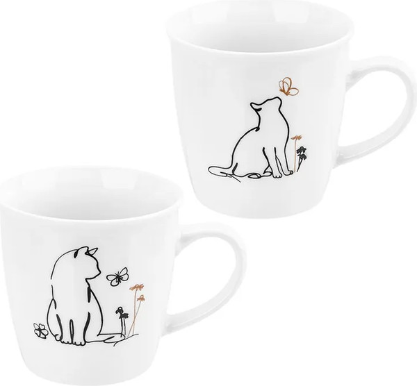 Изображение товара Набор кружек Elan Gallery New Bone China Кот и Бабочка / 230242-2